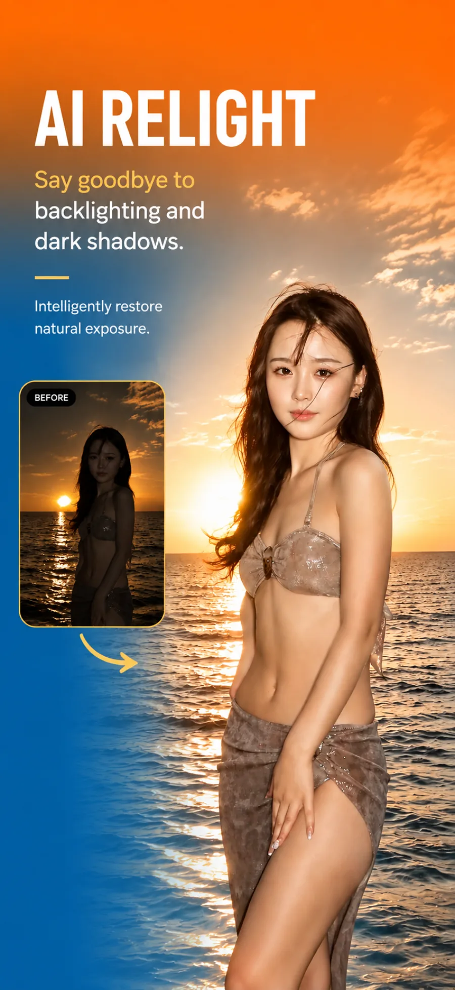 RawBeauty AI Relight beach sample